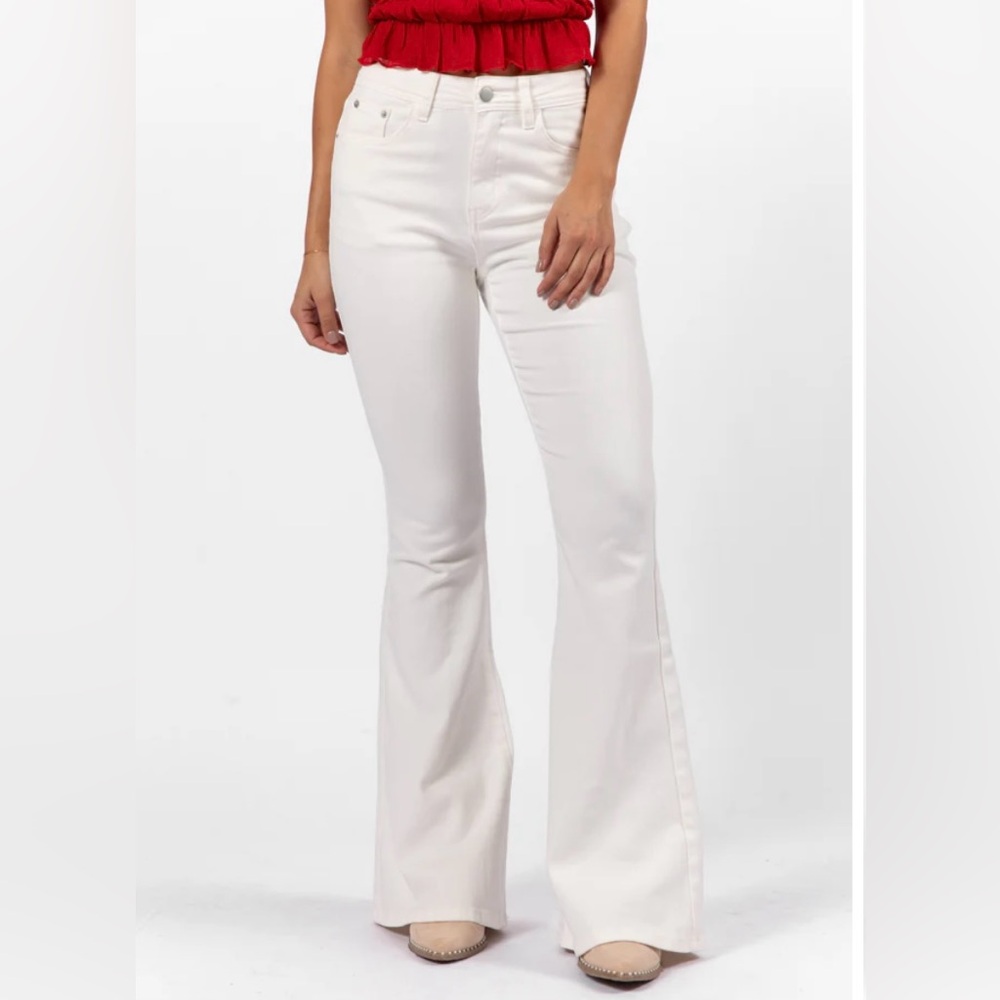 Pink Lily White Flare Jeans